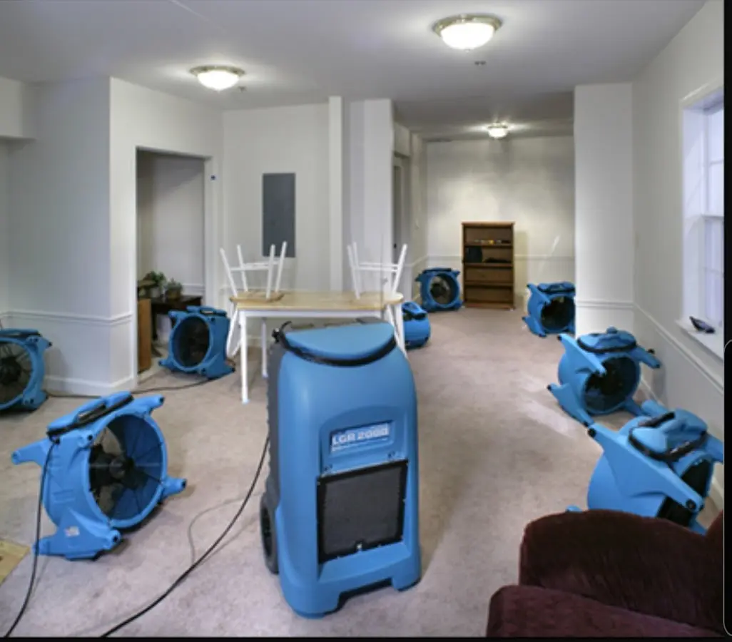 Air movers and dehumidifier setup for Water Extraction & Removal in Oyster Bay