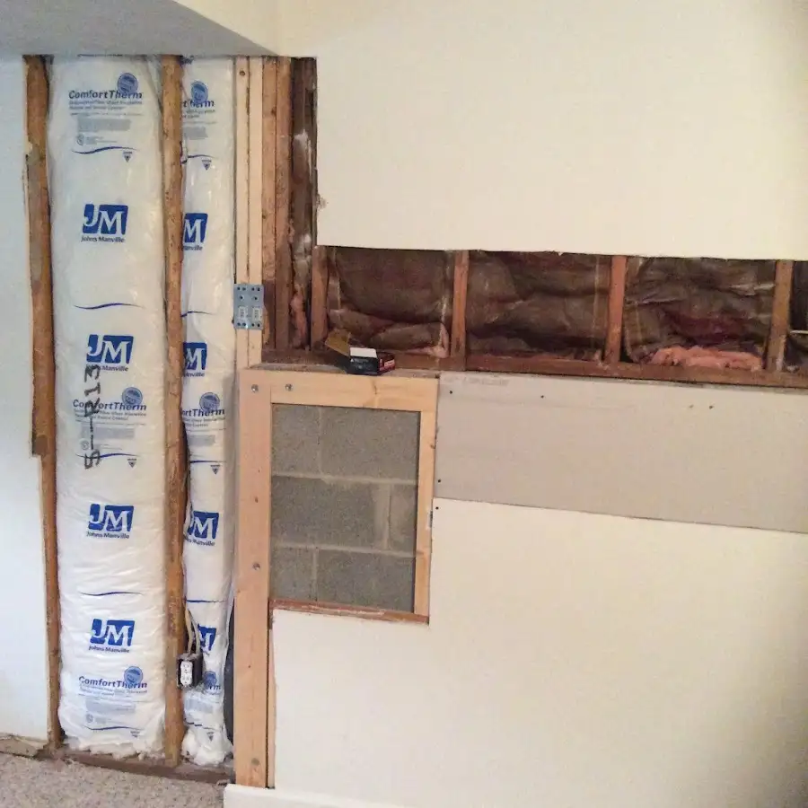 Wall insulation replacement during Contents Cleaning & Restoration in Oyster Bay